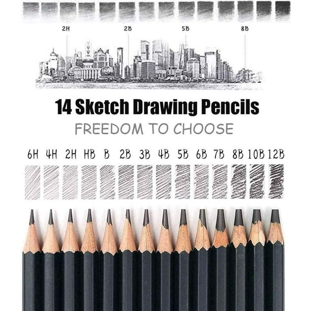 14 Pcs Lapices de Dibujo Profesional Kit de Dibujo Lápices de Dibujo Juego  Para Dibujar y