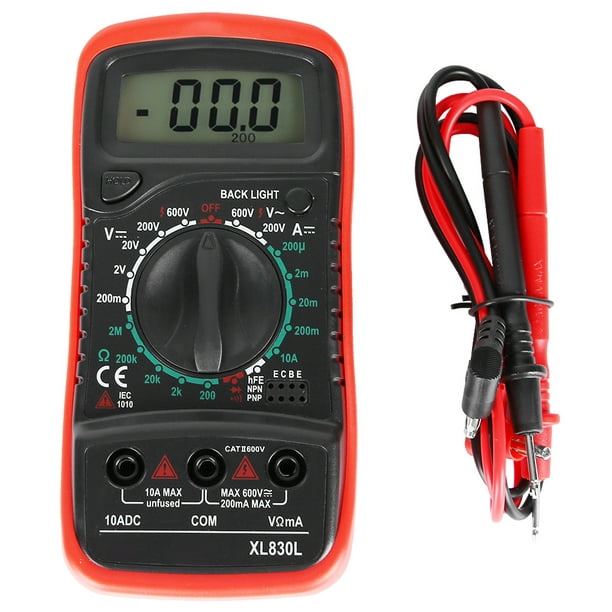 XL830L Multímetro digital LCD de mano Voltímetro Amperímetro Ohmímetro  Probador de voltaje de corriente XL830L Rojo