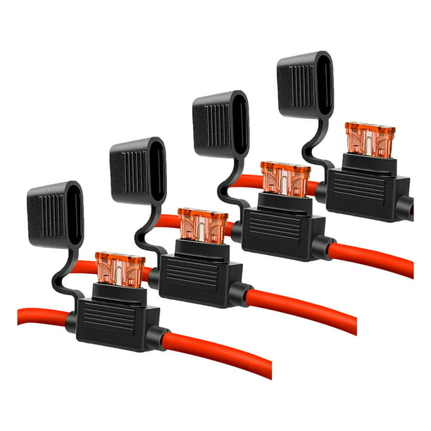 4x portafusibles en línea, 10 AWG 12V Atc fusibles agregar un portafusibles  de circuito para automóv Sunnimix Portafusibles en línea