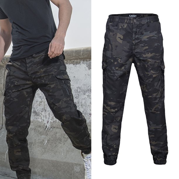  Pantalón de camuflaje para hombre, bolsillo casual