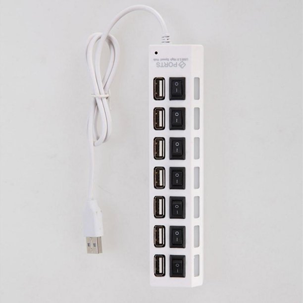 Concentrador USB 3.0 de 7 puertos con interruptores de alimentación LED  individuales, divisor USB de alta velocidad Hub de datos de extensión  portátil