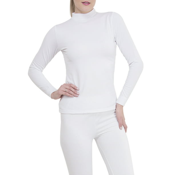 Camiseta de cuello alto para mujer, ropa interior ajustada de manga larga,  camiseta térmica ajustada, básica, sin botones, para mujer