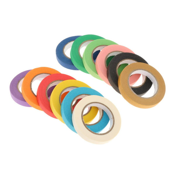  7 rollos de cintas de enmascarar de colores, 1/2 pulgada 12M  colores vibrantes del arco iris sin residuos, cinta de etiquetado y  codificación de colores, cinta de papel para etiquetado para