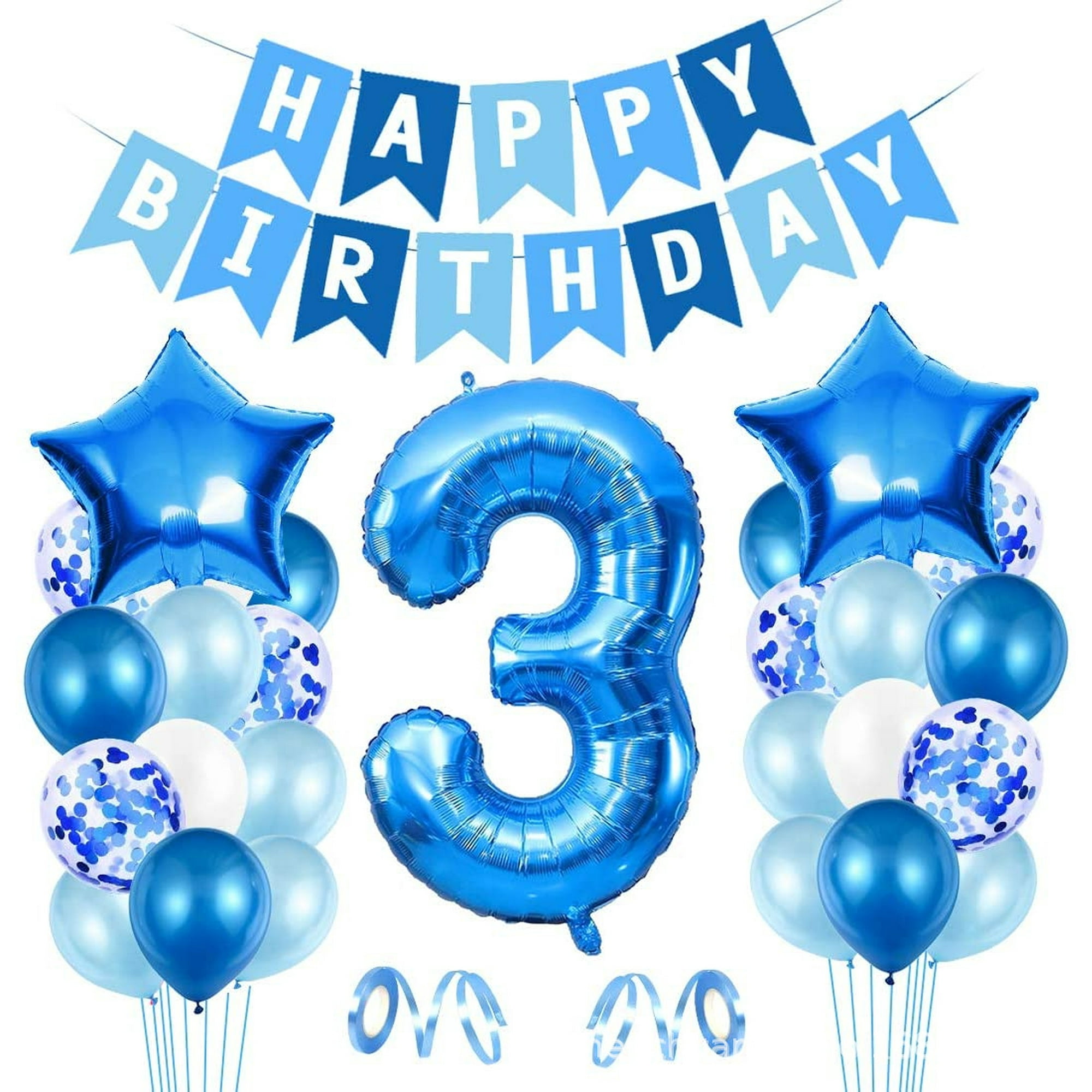 RV Globo de cumpleaños para niño de 3 años, decoraciones de cumpleaños  azules de 3 años, globos de c Rojo Verde