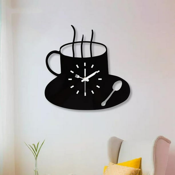 1pc Reloj Pared Taza Café, Reloj Pared Decoración Sala , Reloj