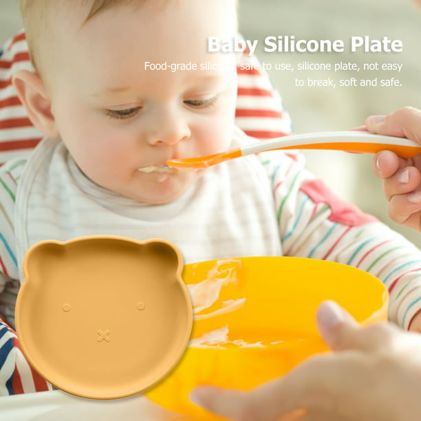 Plato de comedor de silicona con ventosa segura para bebé, platos