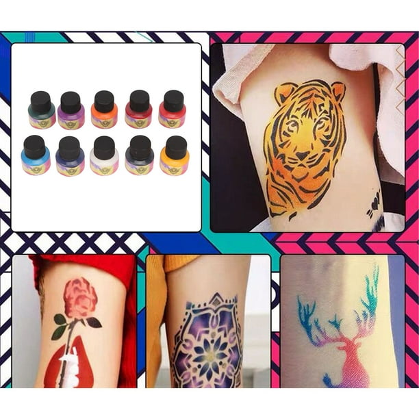 Juego de Tintas para Tatuajes, 10 Piezas, 10 Colores, Juego de Pigmentos  para Tatuajes para el Arte Corporal de la Piel ANGGREK Descripción de la  referencia
