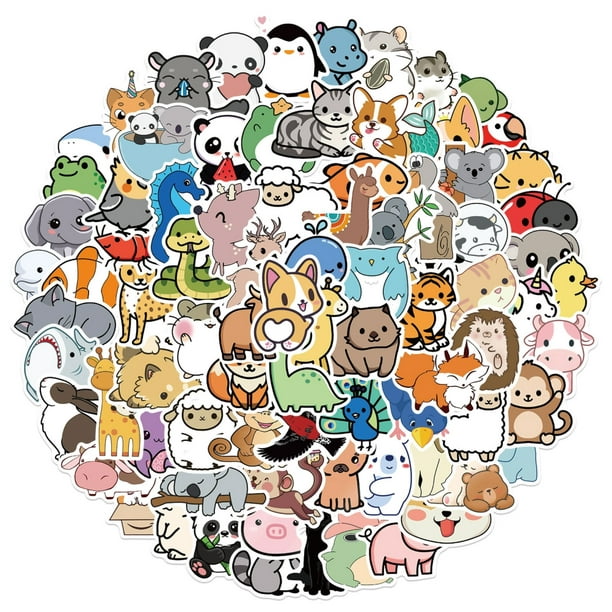 Calcomanías de animales, 100 pegatinas de animales de dibujos animados,  pegatinas impermeables, pegatinas de animales de dibujos animados, probadas  profesionalmente