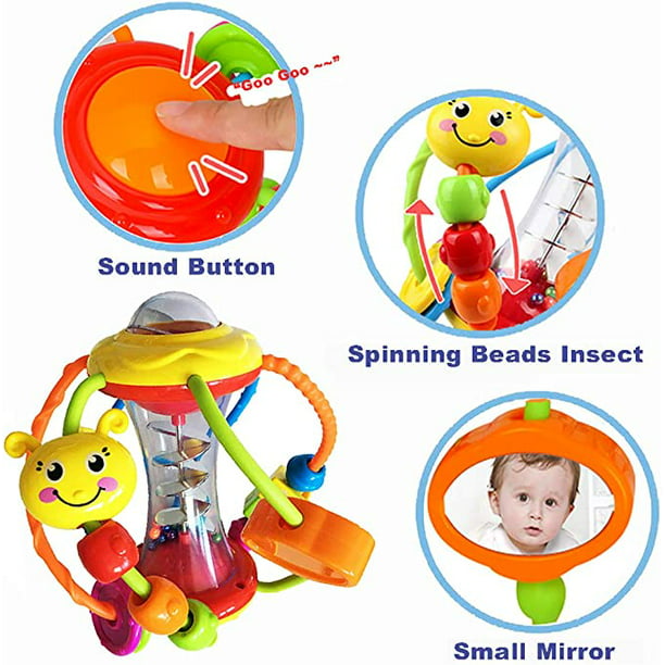 Vanmor Juguetes mordedores para bebés de 0 a 6 meses, pelotas sensoriales  para bebés, juguetes para masticar, mordedores, sonajero, actividades de