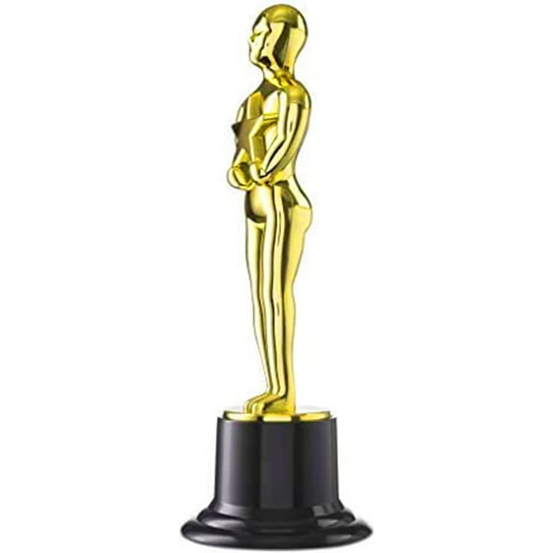 Premio trofeo de estatuilla estilo Oscar figura de latón sólido sosteniendo  corona de laurel sobre base de madera 7 de altura en 3.5 x 3.25 base -   México
