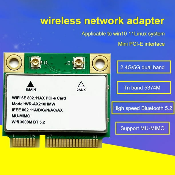 WiFi6E-tarjeta WiFi AX210, tarjeta de red inalámbrica de 2,4G/5G/6GHz con  Bluetooth 5