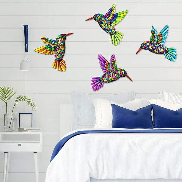 Decoración de pared , arte de pared colorido de pájaro, decoraciones de  pared colgantes para hogar cocina dormitorio , Rosado perfecl Mural