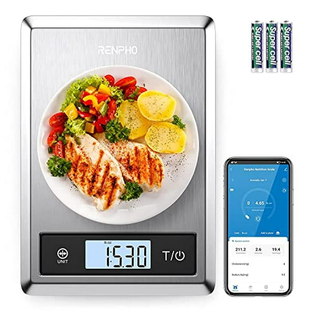 RENPHO Báscula digital de alimentos, báscula de cocina, gramos y onzas para  hornear, cocinar y café con calculadora nutricional para ceto, macro