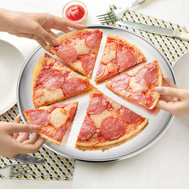Molde para pizza, bandeja para pizza CHEF, plato redondo para pizza de  acero inoxidable para hornear, servir, asar, no tóxico y saludable,  resistente y duradero Adepaton WMXL-307-2