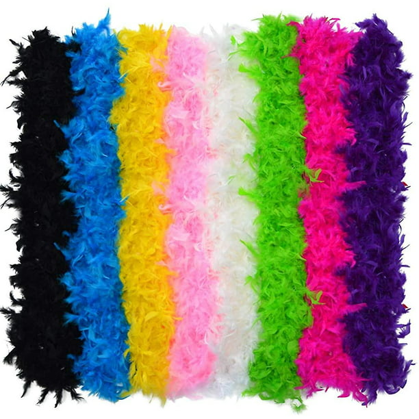7 Boas de plumas multicolor para decoración, suministros de fiesta, disfraz  de niñas (6.56 pies por color), Varios colores