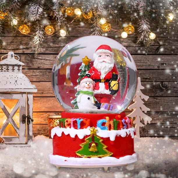VP Home - Decoración navideña de muñecos de nieve sobre globo de cristal  craquelado, estatuillas de resina iluminadas con luz LED de interiores para