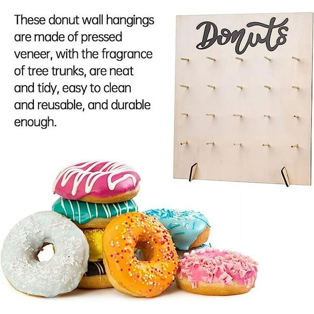 1 pieza de soporte de madera para donuts, soporte de pared para donuts,  soporte de exhibición de pared para estilo de boda oso de fresa Electrónica