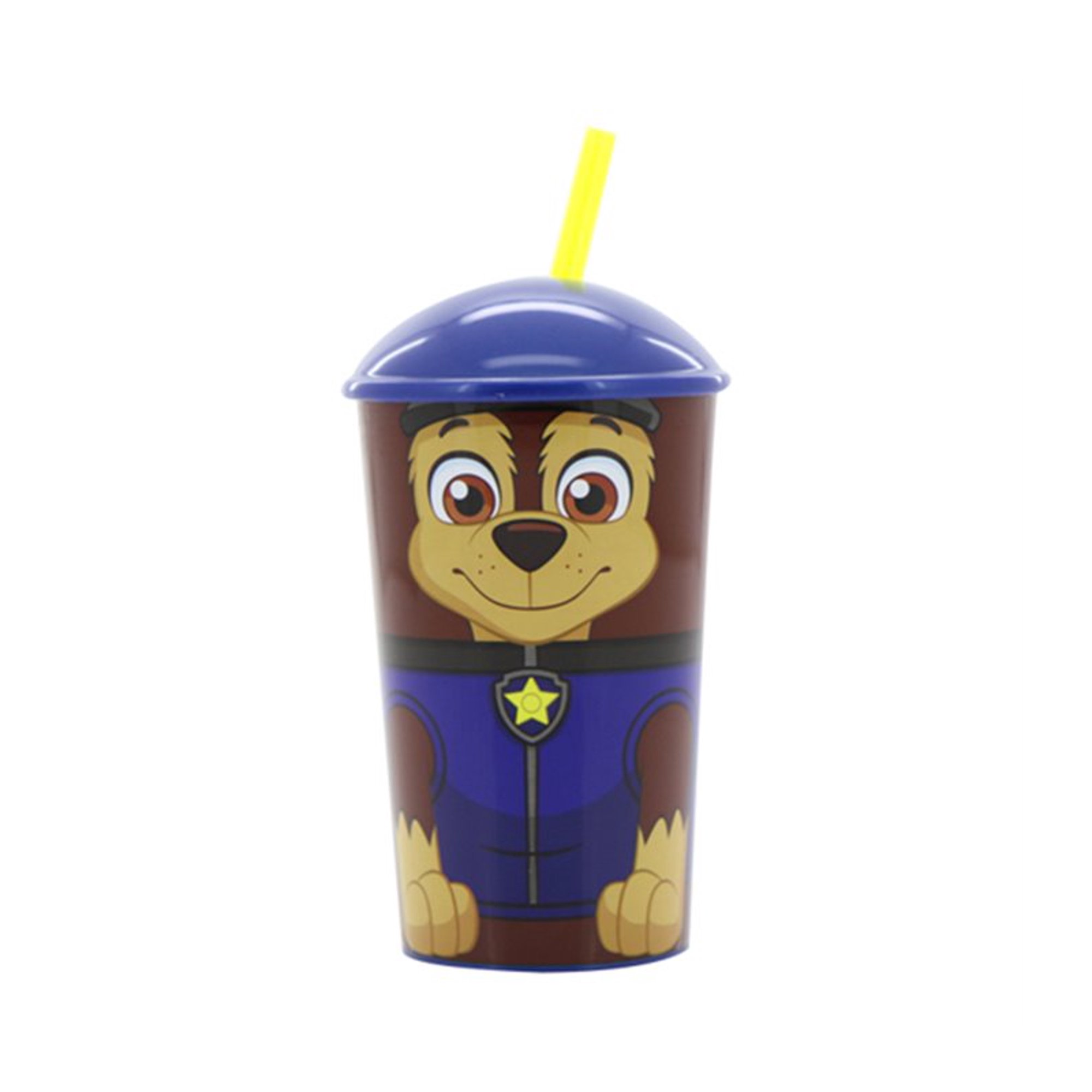 Vaso con caña Patrulla canina 460 ml.