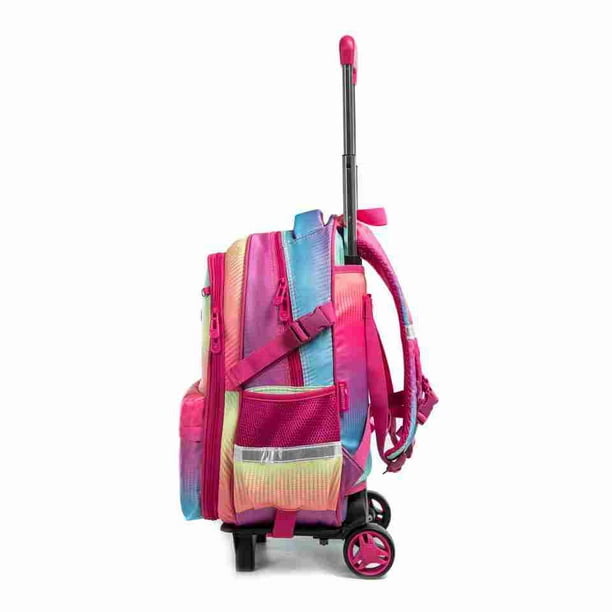 Mochila con ruedas para niñas de 3 piezas, mochila con ruedas de viaje con  ruedas, mochila universitaria para niñas con ruedas - color degradado
