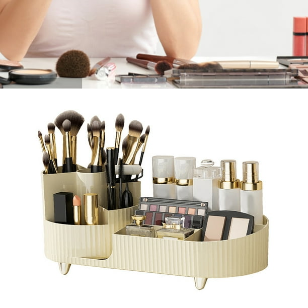 Organizador de almacenamiento de maquillaje, caja de almacenamiento de  cosméticos con partición giratoria sin perforaciones de gran capacidad,  color blanco Wobythan