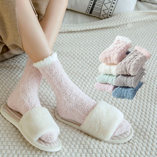 Calcetines peludos para mujer, lindos calcetines esponjosos de invierno
