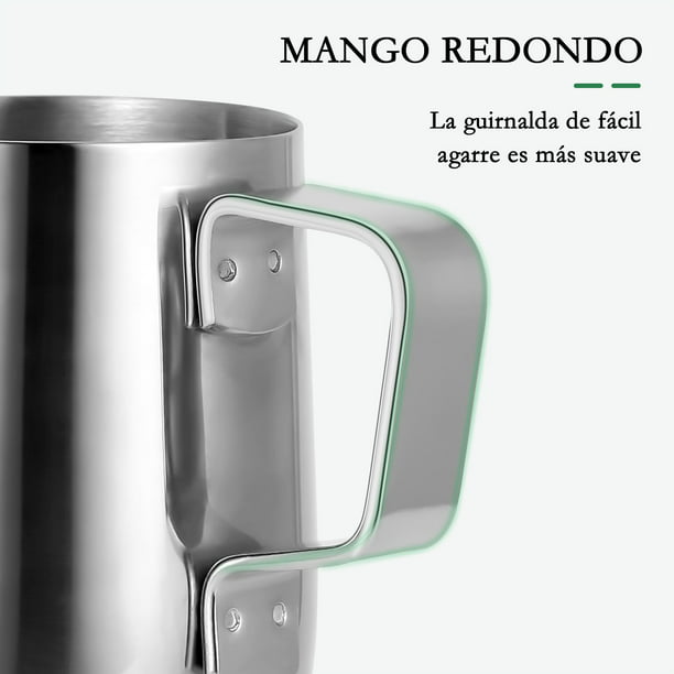 Práctica jarra para espumar leche con mango largo 304 jarra de Ehuebsd acero  inoxidable para leche café capuchino taza calentador de mantequilla  herramientas