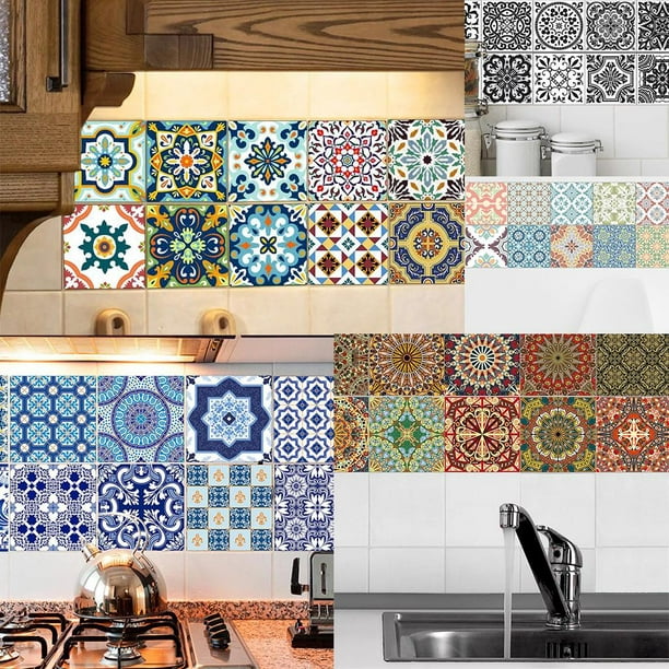 20 Piezas Mosaico Azulejos de Pared Pegatinas Cocina Baño Calcomanías , # 1  10x10cm Soledad Mosaico de azulejos de pared pegatinas