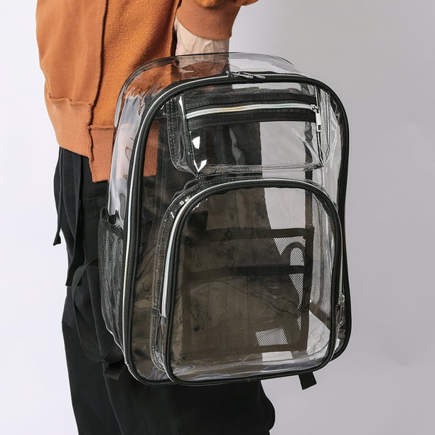 Mochila transparente resistente, bolsa grande de PVC transparente, mochila  transparente para adolescentes y adultos, Negro -, Transparente
