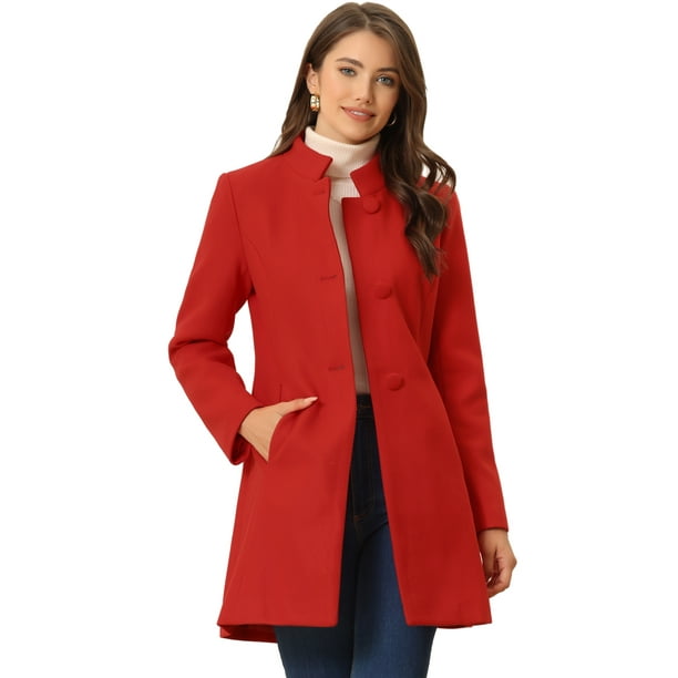 Abrigo De Invierno Elegante Para Mujer Abrigo Largo De Un Solo Pecho Con  Cuello Alto En La Mitad Del Unique Bargains Abrigo