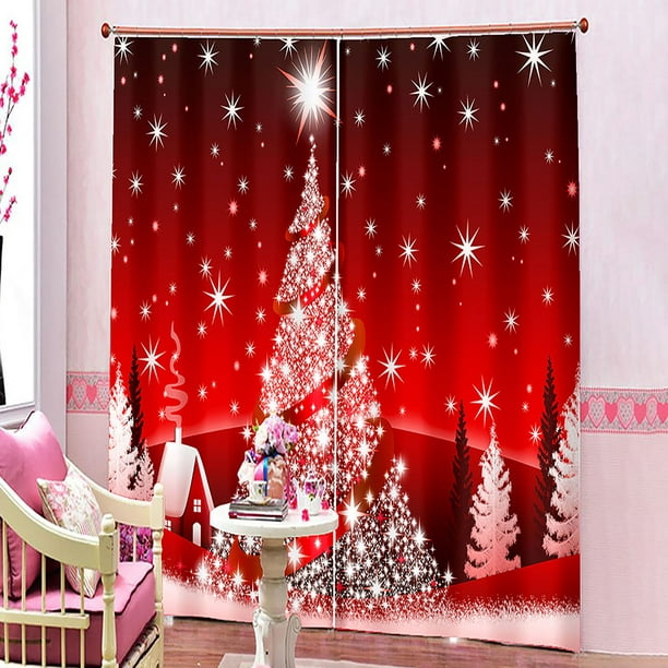 2pcs Cortinas de cocina navideñas de Navidad, cortinas pequeñas de café de  invierno con flores rojas y hojas para ventanas, tratamiento de ventanas de