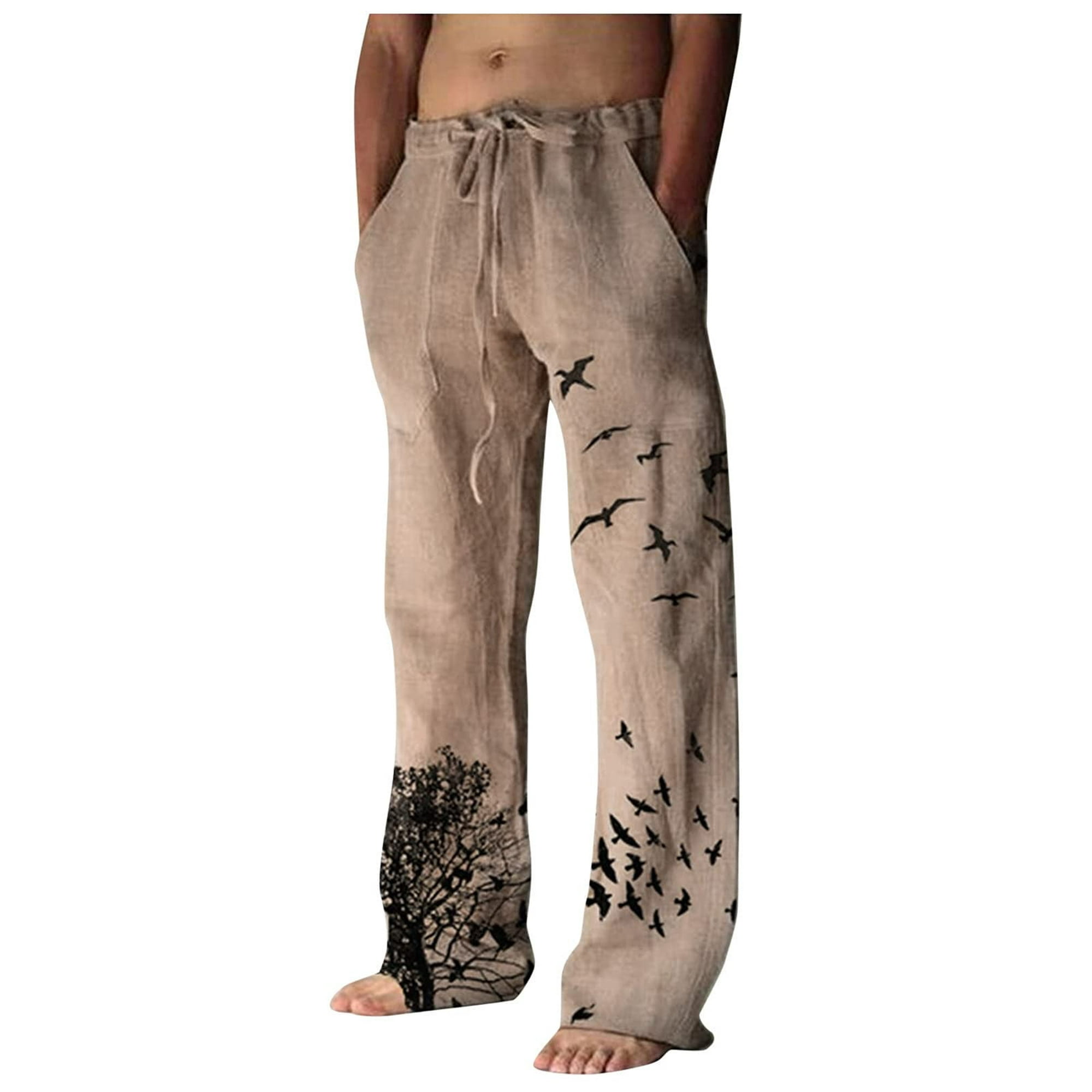 100% Lino Natural Yoga Pants Pantalón Yoga Hombre Artesanal