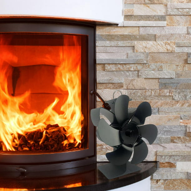 Ventilador de estufa de accionado por calor Funcionamiento silencioso  Chimenea ecológica Quemador de leña y leña Ventiladores de chimenea - NEGRO  BLESIY Ventiladores de estufa