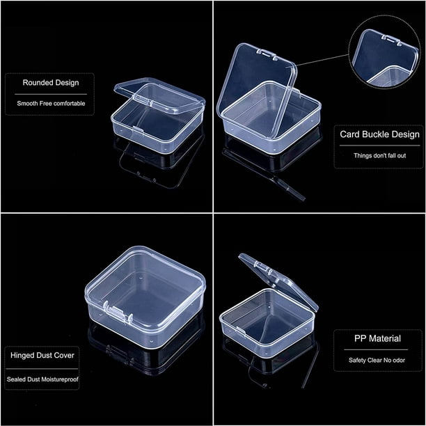 Caja de almacenamiento pequeña con tapa, caja de plástico transparente,  joyería, caja de almacenamiento de cuentas pequeñas, caja de clasificación,  plástico JM