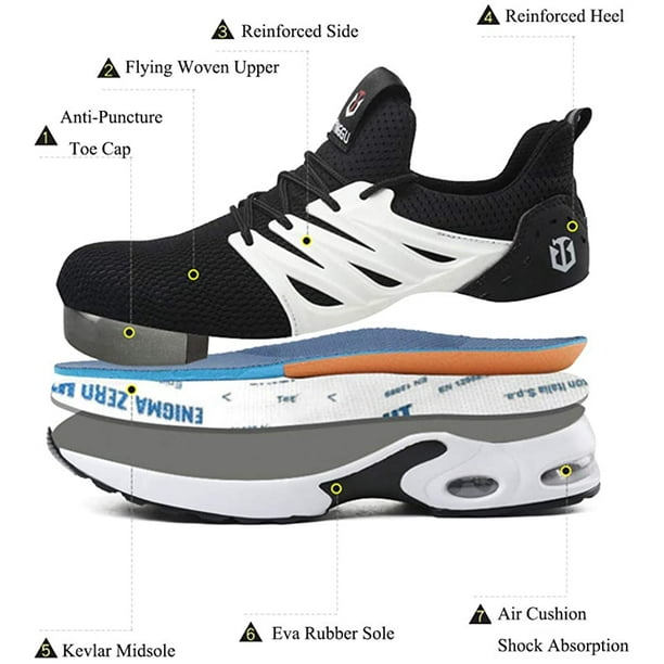 Zapatos de seguridad Hombres Mujeres Botas Trabajo Industria de la  construcción Zapatillas de deporte Protección Puntera de acero Zapatillas  deportivas Trekking Luz Negro Verde Gris EU35-EU48 Vhermosa YQ-0213