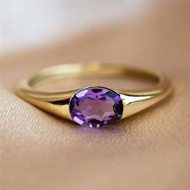 Anillos De Compromiso De Oro Morado De 18 Quilates Moda Anillo De