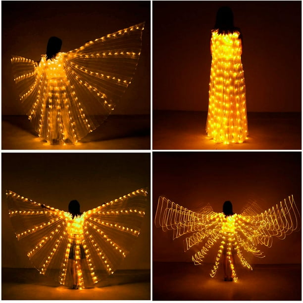 Alas de ángel LED para danza del vientre de Halloween, barra de danza del  vientre, luz para escenario, 360 grados, accesorios de rendimiento LED para  mujeres (blanco) : Ropa, Zapatos y Joyería 