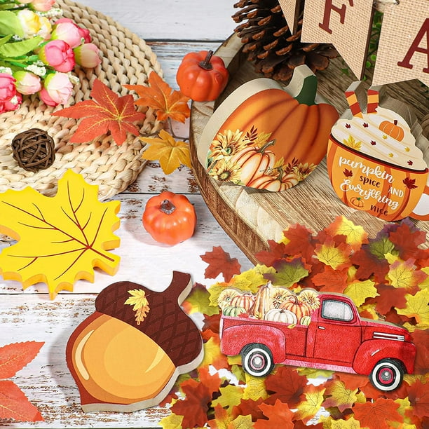 Platos decorativos de Acción de Gracias para decoración del hogar, diseño  de vitrales, bandeja de decoración de paisaje de otoño para exhibición de