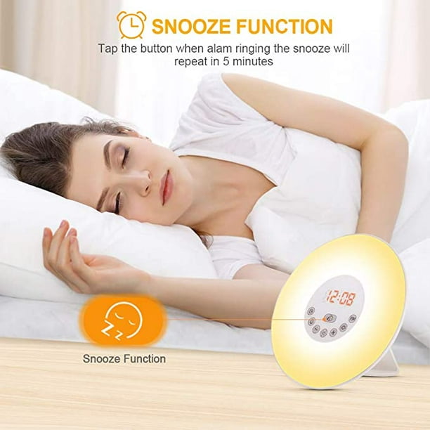 Despertador de luces despertador Reloj de simulación de amanecer /  atardecer Reloj digital con radio Abanopi Tipo de USB