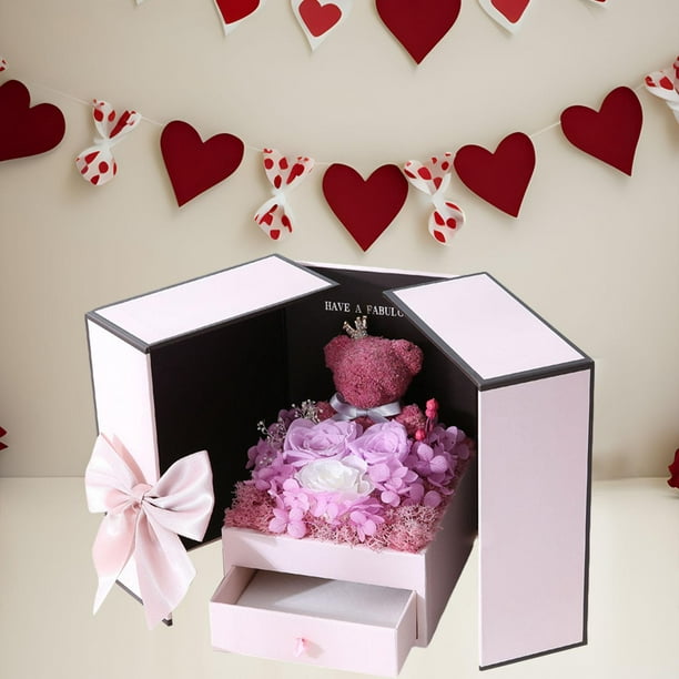 Regalos de cumpleanos para mujer caja de regalo de oso con collares de  corazon