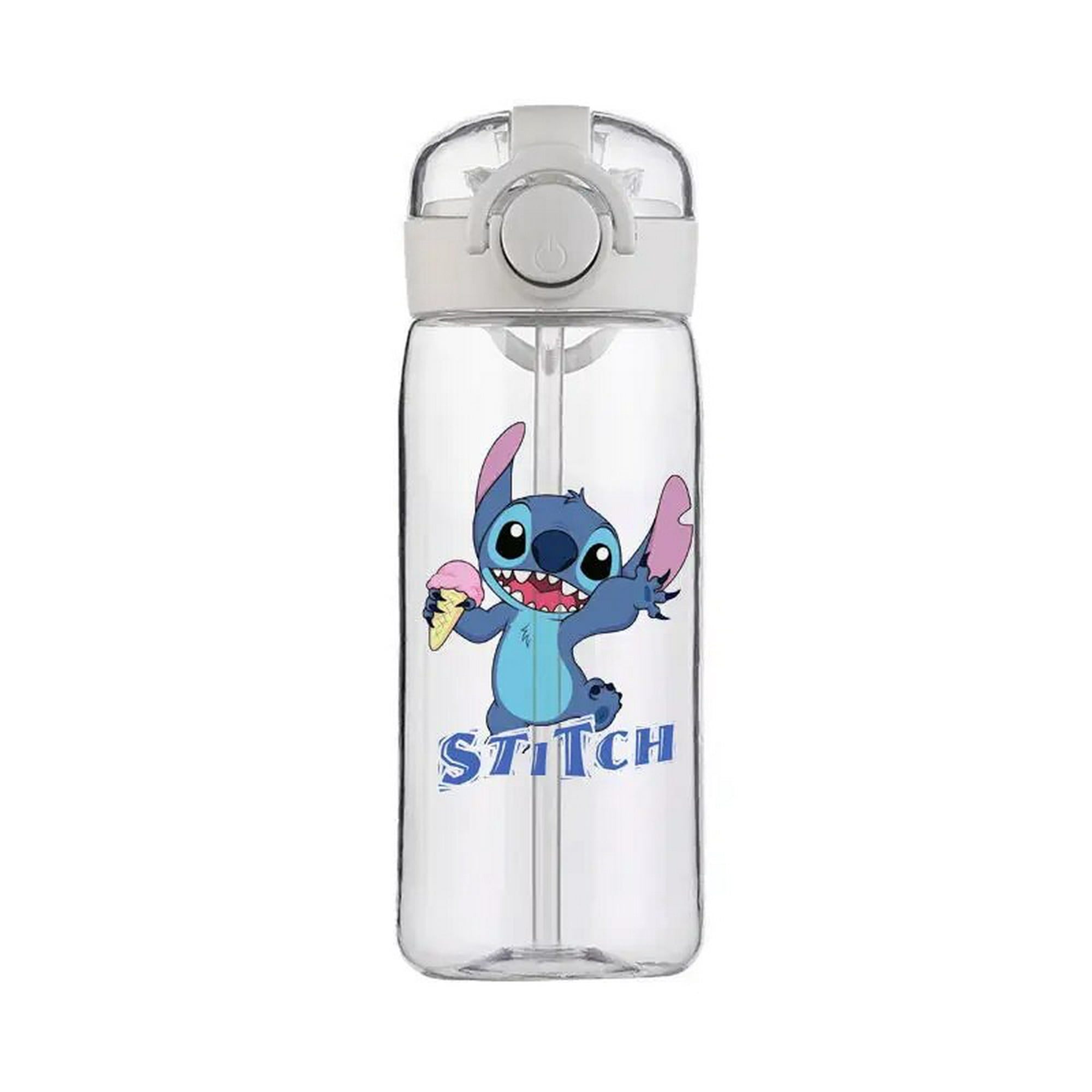 Botella de agua deportiva con pajita de Disney Stitch, botella de