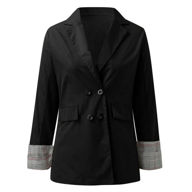 Blazer casual de negocios para mujer, talla grande, manga larga, con  cuello, abrigo de oficina, formal, frente abierto, chaqueta elegante