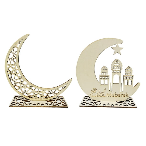 2 juegos de decoración de Ramadán Eid Mubarak, decoración de madera de  Ramadán, decoración de mesa de luz, regalo de decoración del hogar DIY  Mubarak, decoraciones para oraciones de Ramadán Zhivalor BST3040844-4