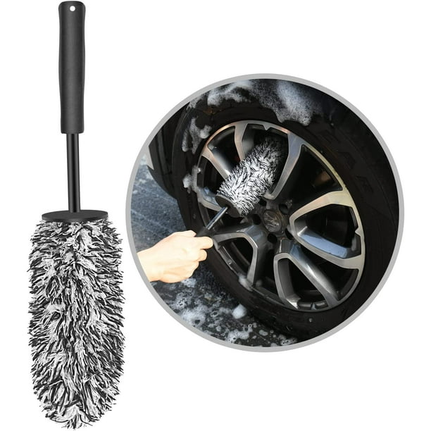 1 cepillo para llantas de coche, cepillo de limpieza de llantas de  microfibra sin piezas metálicas, cepillo para ruedas de coche para limpiar
