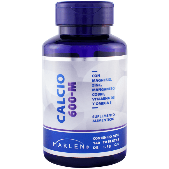 calcio 600m  calcio con magnesio zinc vitamina d3 manganeso cobre y omega 3  140 tabletas de 19g  suplemento mineral  maklen