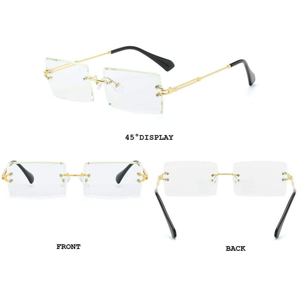Gafas de sol rectangulares sin montura para mujer/hombre, gafas con montura  de Metal ultraligeras, gafas cuadradas UV400 a la moda, Unisex MFZFUKR  LRWJ277-8