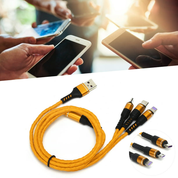 Cable de cargador múltiple, cable de carga múltiple 3 en 1 Cable de carga  múltiple de nylon Cable de cargador USB múltiple con Micro USB tipo C Ip  para teléfono 13 12