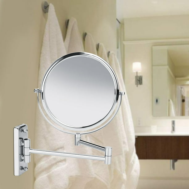 Espejo de maquillaje para baño, espejo de montaje en pared, espejo de  maquillaje con aumento de 1 x 3 x dos caras, diseño giratorio de 360°,  espejo de