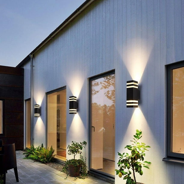 Lámpara de pared para exteriores, lámpara exterior, luz exterior de montaje  en pared de doble cabezal, aplique de pared exterior moderno para balcón 4  capas mayimx Luz de pared al aire libre