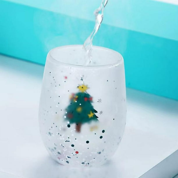 Taza de navideña con tapa para nieve 10 (300 ml) Taza de café irrompible  árbol de Navidad para Soledad taza de café transparente