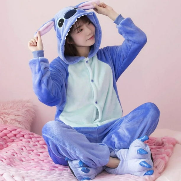 Pijama de invierno de Lilo Stitch para adultos y niños, ropa de dormir con  capucha, de dibujos animados, cálida, de franela, regalos - AliExpress